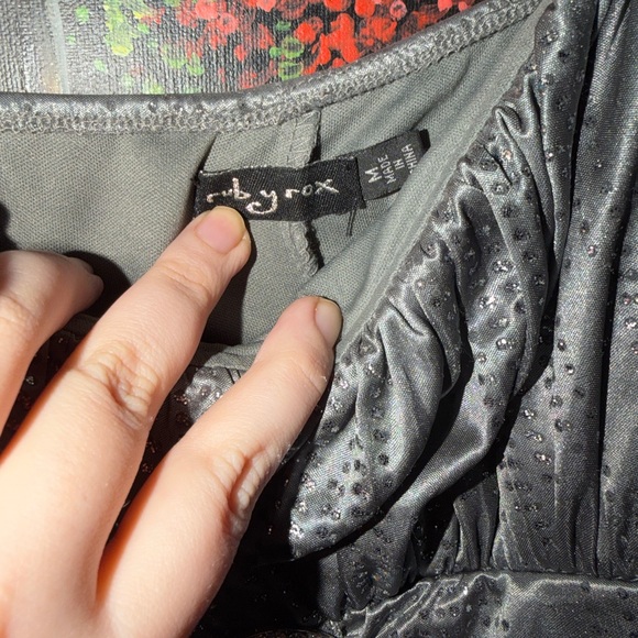 Ruby Rox Metallic Gray Dress with Rhinestones - Picture 2 of 2